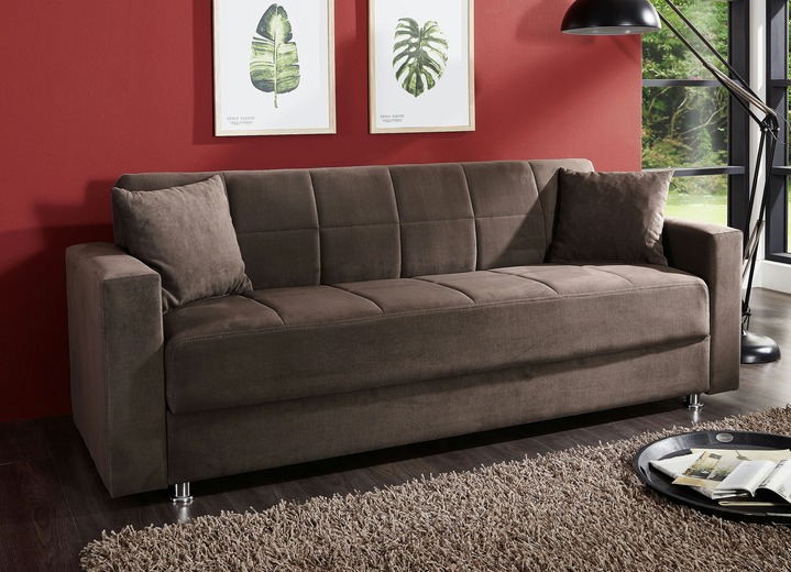 Slaap sofa`s - Klick-Klack-bank met decoratief kussen, in Farbe DONKERBRUIN Ansicht 1