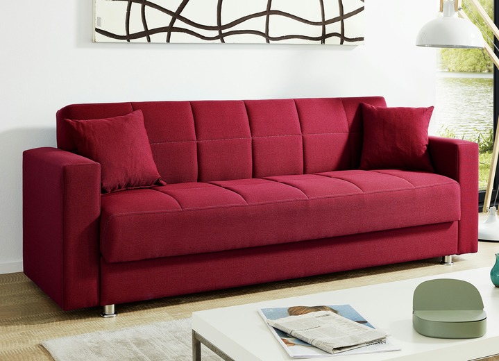 Slaap sofa`s - Klick-Klack-bank met decoratief kussen, in Farbe ROOD Ansicht 1