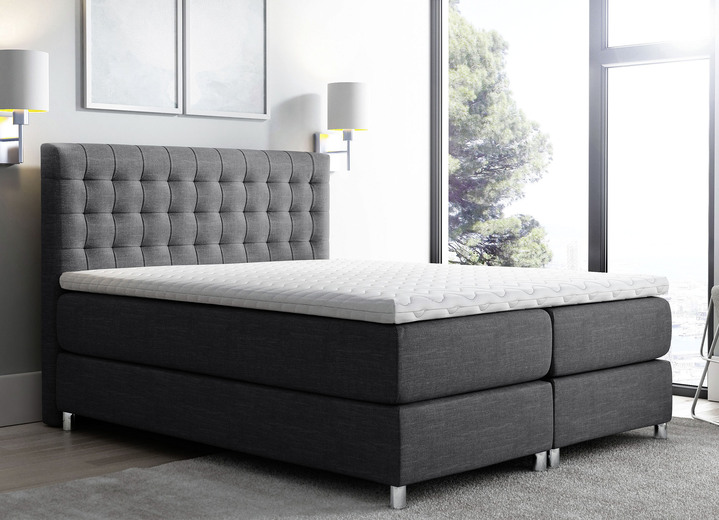Boxspring - Boxspringbed met topmatras, in Farbe ANTRACIET Ansicht 1