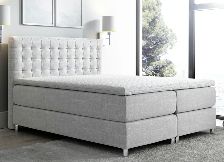 Boxspring - Boxspringbed met topmatras, in Farbe GRIJS Ansicht 1