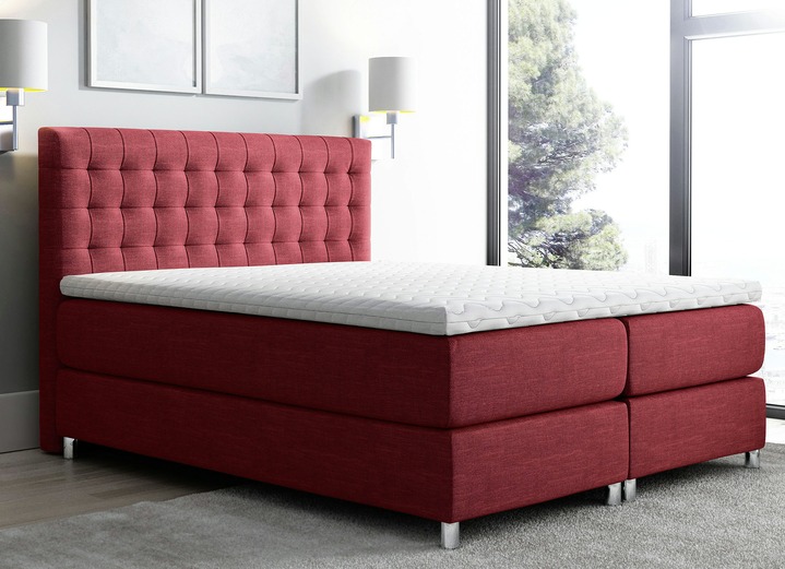 Boxspring - Boxspringbed met topmatras, in Farbe ROOD Ansicht 1