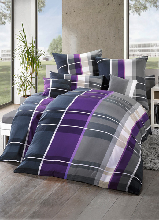 Beddengoed - Moderne beddengoedset gemaakt van microvezel, in Größe 112 (80/80 cm + 135/200 cm) bis 912 (10-delige voordeelset), in Farbe PAARS