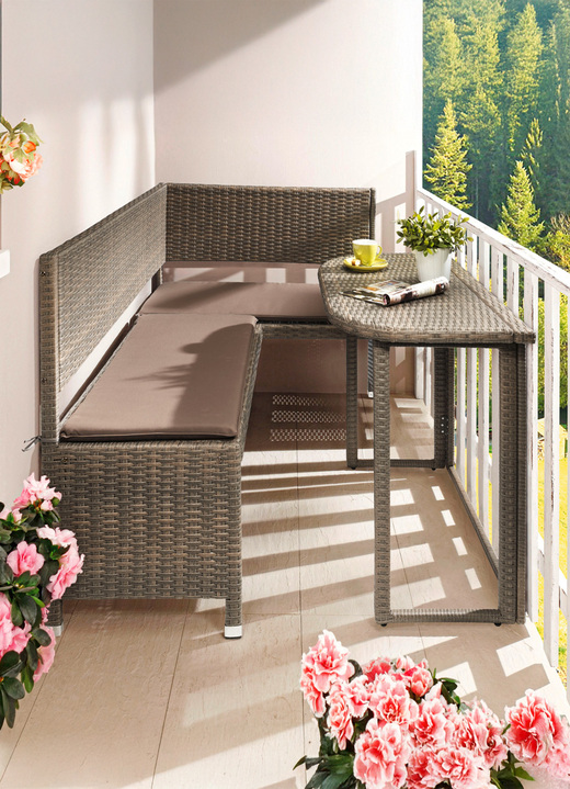 Tuin - Ruimtebesparende balkonmeubelserie, in Farbe GRIJS, in Ausführung Klaptafel Ansicht 1