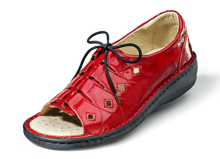 Gezonde voeten - Sandalen gemaakt van lakleer, in Größe 036 bis 042, in Farbe ROOD Ansicht 1