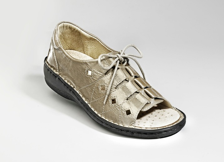 Gezonde voeten - Sandalen gemaakt van lakleer, in Größe 036 bis 042, in Farbe TAUPE Ansicht 1