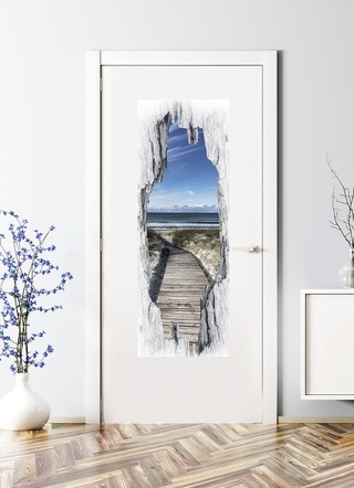 3D deursticker "Nordic beach