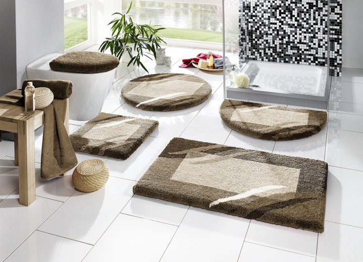 Badmatten - Bijzonder zachte badkamerset van Grund, in Größe 100 (Vorleger halbrd., 50/ 80 cm) bis 112 (WC-Deckelbezug, 47/ 50 cm), in Farbe BEIGE Ansicht 1
