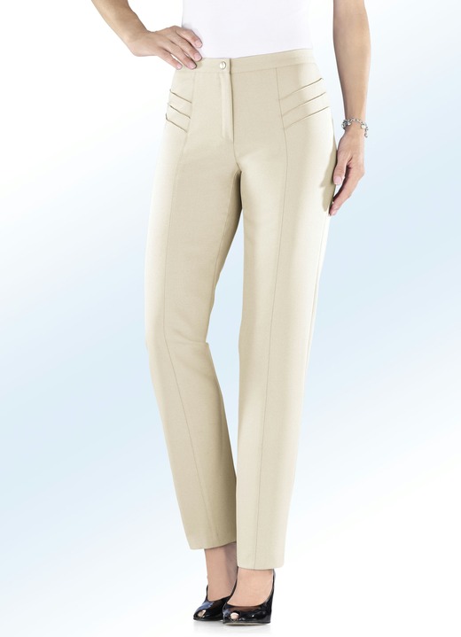 SALE % - Broek met mooie biezenversiering, in Größe 018 bis 245, in Farbe LICHTBEIGE Ansicht 1