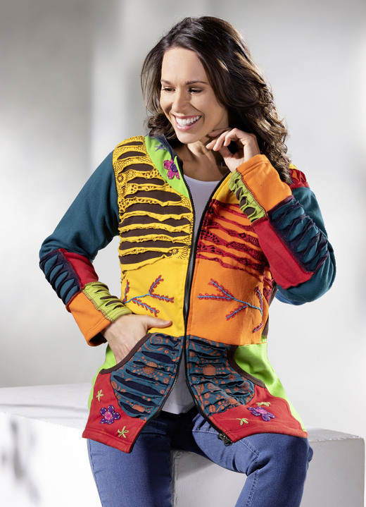 - Met de hand vervaardigde jas, in Größe 036 bis 050, in Farbe PETROL-MEERKLEURIG Ansicht 1