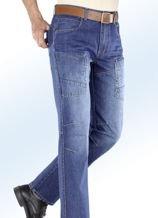 Jeans met contrasterende gewatteerde allover ook in zwart