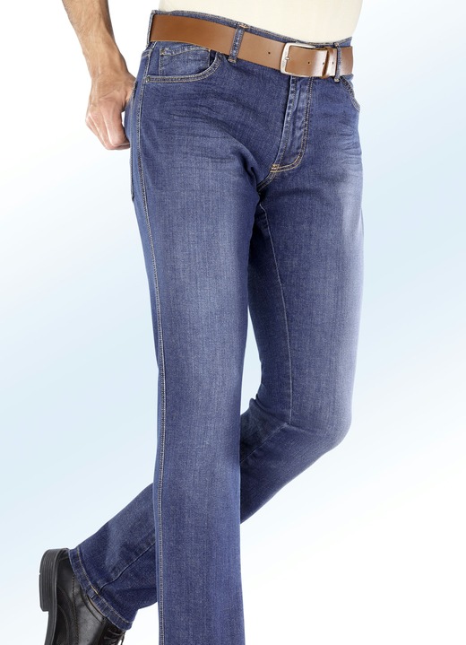 Jeans - ‘Francesco Botti‘-broek met lage taille en elastische band in 3 kleuren, in Größe 024 bis 064, in Farbe JEANSBLAUW Ansicht 1