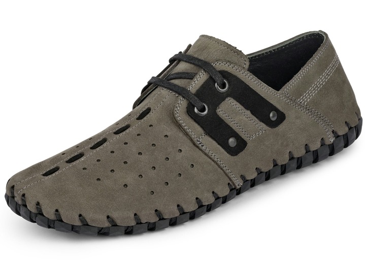 - Comfortabele veterschoenen in 3 kleuren met vlotte sierlijke vetergaten, in Größe 040 bis 046, in Farbe GRAFIET-ZWART