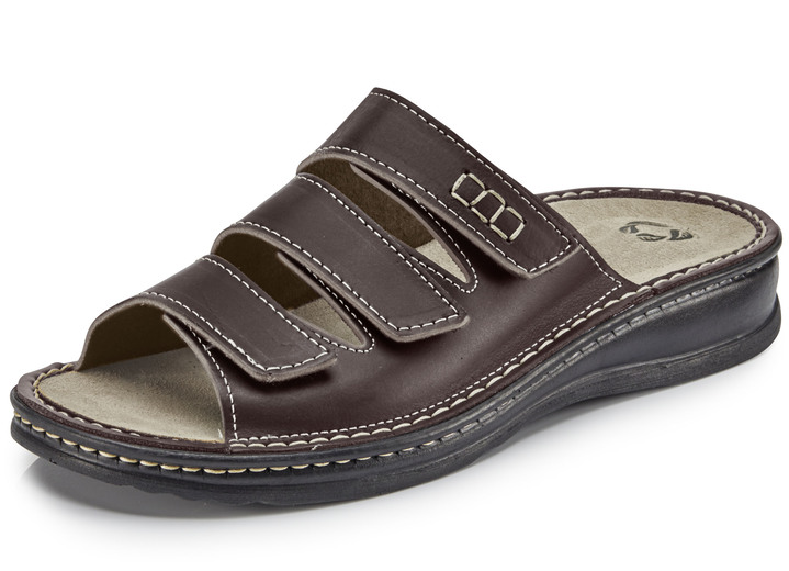 Sandalen & slippers - Mubb, comfortabele herenmuiltjes, breedte H, met uitneembaar voetbed, in Größe 040 bis 046, in Farbe MOKKA Ansicht 1