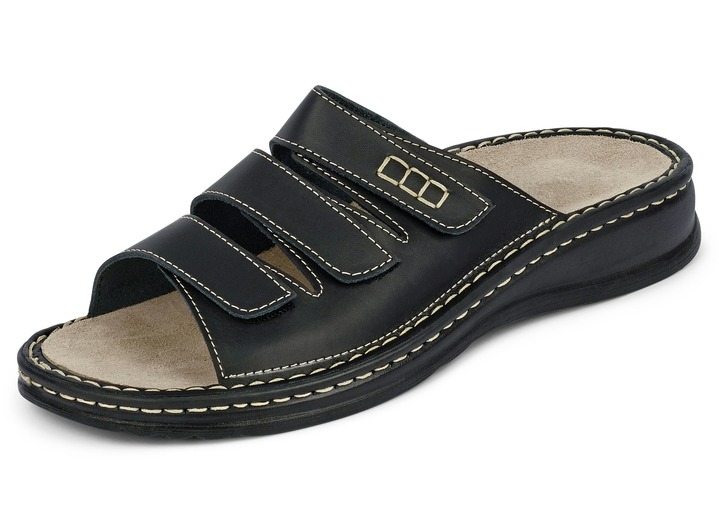 Sandalen & slippers - Mubb, bequeme Herren-Pantoletten, Weite H, mit herausnehmbarem Fußbett, in Größe 040 bis 046, in Farbe ZWART Ansicht 1