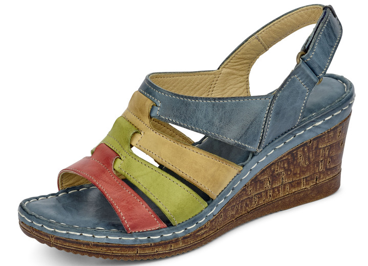 Sandalen & slippers - Gemini sandaal met kleurrijke bandjes, in Größe 036 bis 041, in Farbe JEANS-MULTICOLOR