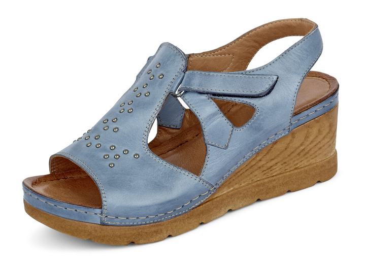 Damesmode - Sandalen met klinknagels, in Größe 036 bis 042, in Farbe JEANS