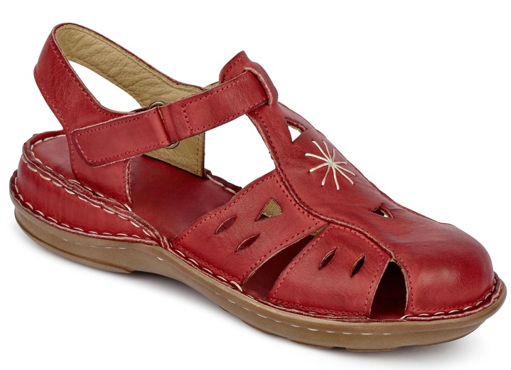 Sandalen & slippers - Gemini sandaal van gekleurd rundnappaleer, in Größe 036 bis 042, in Farbe ROOD Ansicht 1