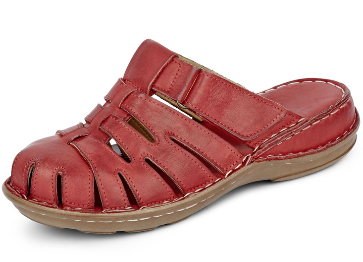 Sandalen & slippers - Gemini klomp van gekleurd rundnappaleer, in Größe 036 bis 042, in Farbe ROOD Ansicht 1