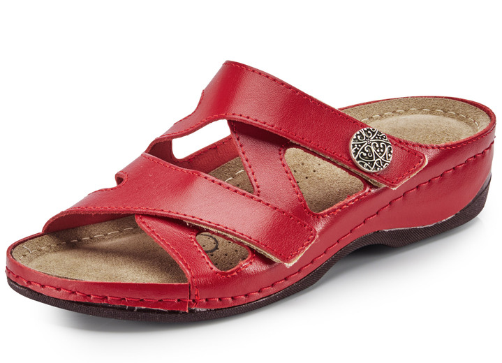 Sandalen & slippers - ELENA EDEN, comfortabele damesmuiltjes, breedte G, met klittenbandsluiting, in Größe 036 bis 042, in Farbe ROOD Ansicht 1