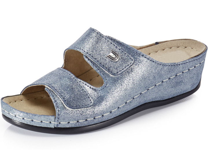 Sandalen & slippers - Comfortabele damesmuiltjes, breedte G, met klittenbandsluiting, in Größe 036 bis 042, in Farbe JEANS Ansicht 1