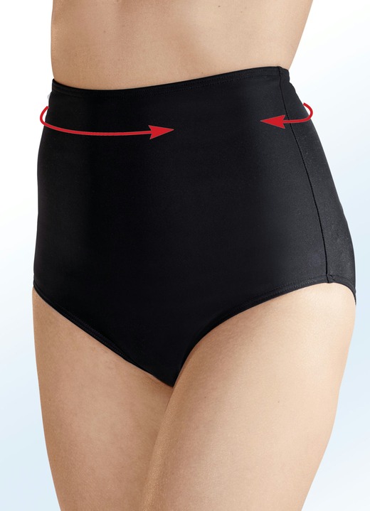 Bikini's - Set van twee hoog uitgesneden bikinibroekjes met vormgevende voering aan de voorkant, in Größe 038 bis 054, in Farbe 1x ZWART, 1x MARINE Ansicht 1