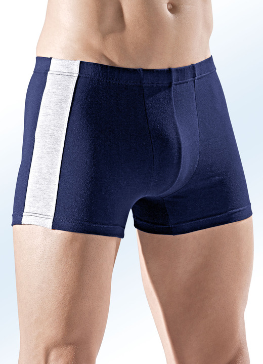 Pants & boxershorts - Set van zes broeken, effen met inzetten, in Größe 005 bis 011, in Farbe 3x ZWART, 3X MARINE Ansicht 1