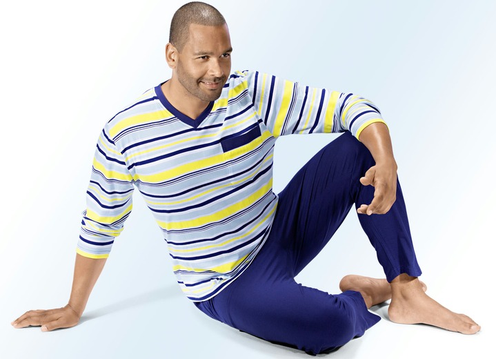Pyjama's - Set van twee pyjama's met V-hals en borstzakje, in Größe 046 bis 062, in Farbe GESORTEERD Ansicht 1