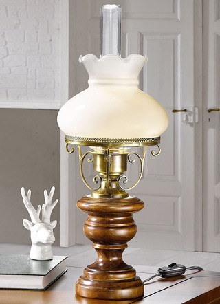 Tafellamp met lampenkap van glas