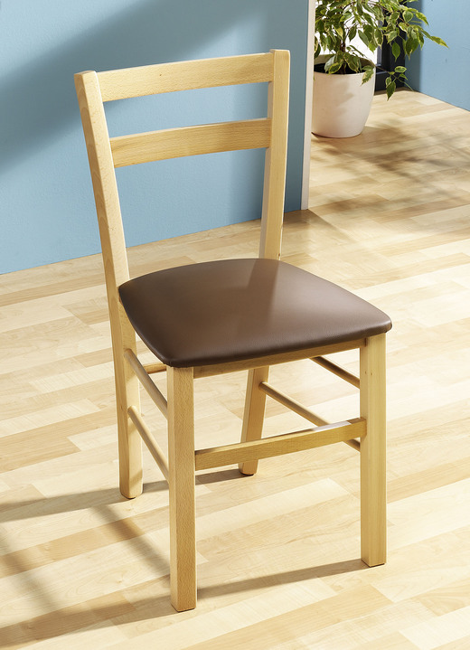 - Esszimmerstühle, 2er-Set, aus massiver Buche, in Farbe NATUR-BRAUN