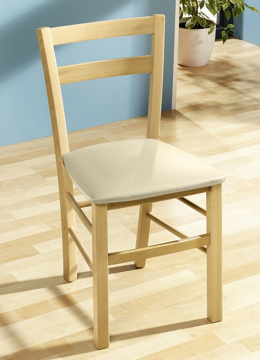 - Eetkamerstoelen, set van 2, gemaakt van massief beukenhout, in Farbe NATUUR-CRÈME