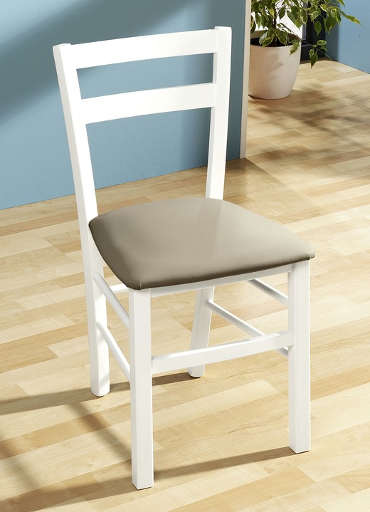 - Eetkamerstoelen, set van 2, gemaakt van massief beukenhout, in Farbe WIT-GRIJS