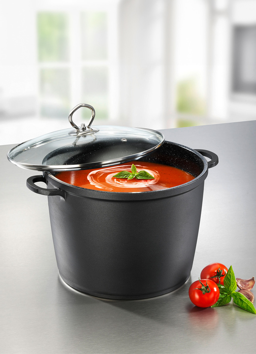 Potten & pannen - “KING” gegoten aluminium pan met keramische antiaanbaklaag, in Farbe ROOD