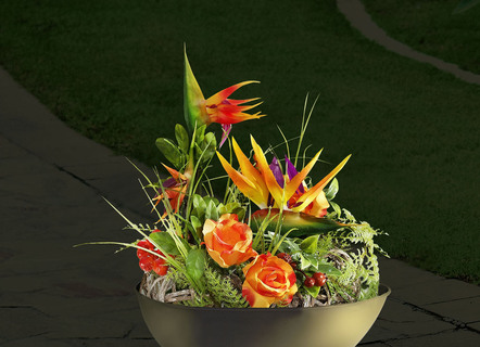 Prachtige mooie wilgenkrans met strelitzia