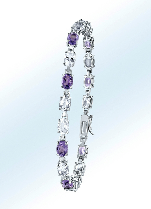 Armbanden - Armband met amethist en witte topaas, in Farbe