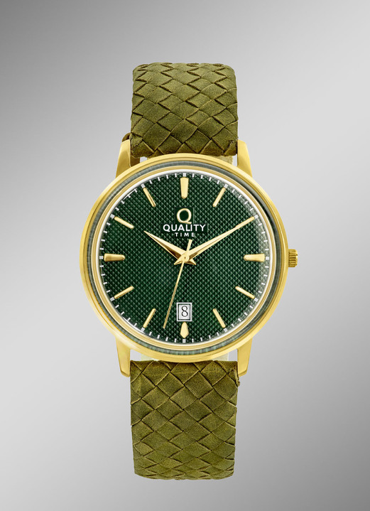 Quality Time - Quartz herenhorloge met vergulde metalen kast, in Farbe  Ansicht 1