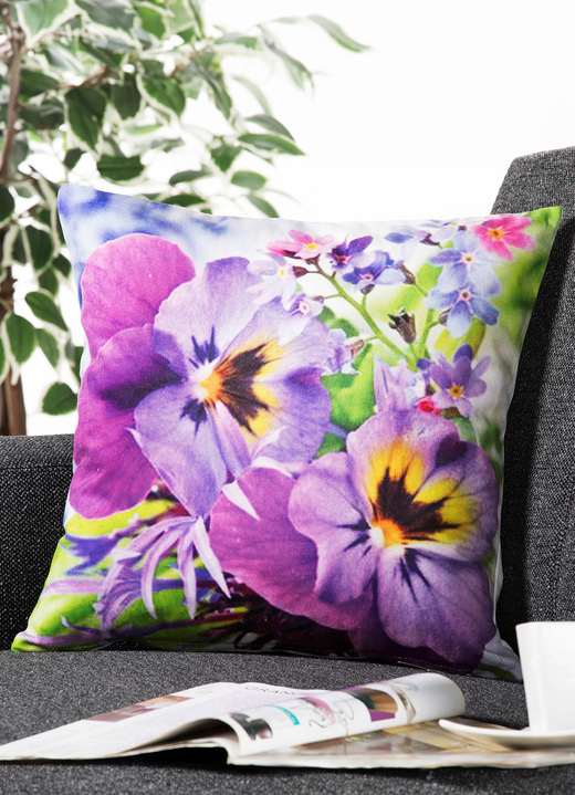 Decoratiekussens & slopen - Kussensloop met stiefmoedrmotief, in Farbe PAARS Ansicht 1