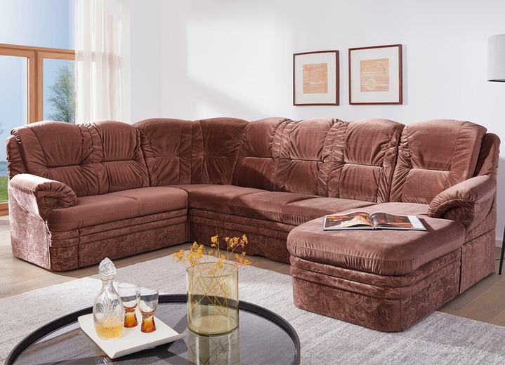 Slaap sofa`s - Gestoffeerd meubilair met bedfunctie en bedkast, in Farbe BRUIN, in Ausführung Woonkamer, 155x311x211 cm