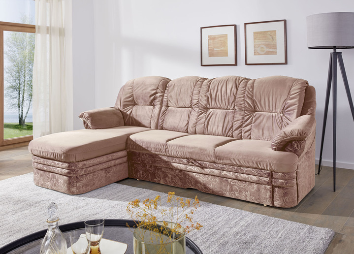 Slaap sofa`s - Gestoffeerd meubilair met bedfunctie en bedkast, in Farbe BEIGE, in Ausführung Gestoffeerde hoek, 155x252 cm Ansicht 1