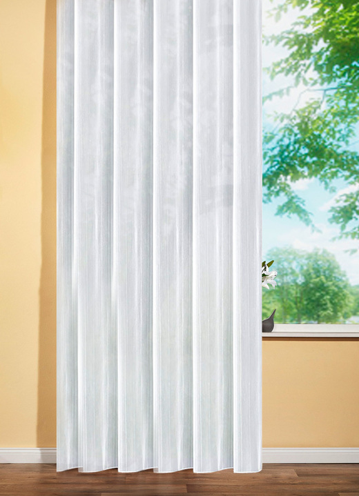 - Halftransparante lange venstervitrage, in Größe 176 (175 x 300 cm) bis 255 (240 x 450 cm), in Farbe WIT Ansicht 1