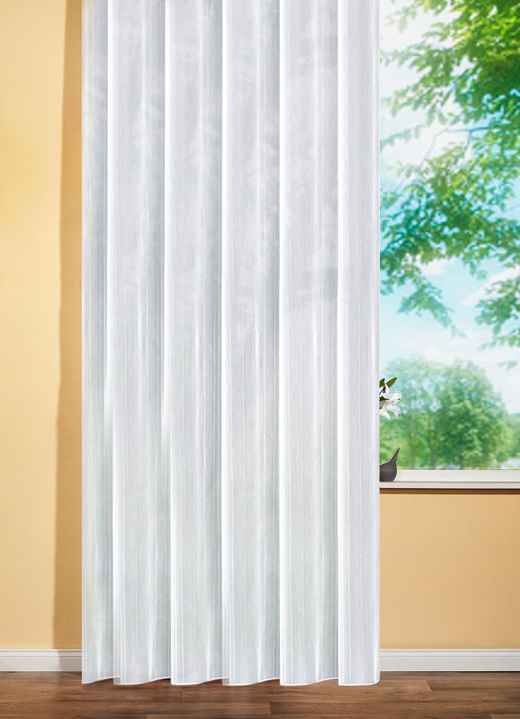 - Halftransparante lange venstervitrage, in Größe 176 (175 x 300 cm) bis 257 (240 x 600 cm), in Farbe WIT Ansicht 1