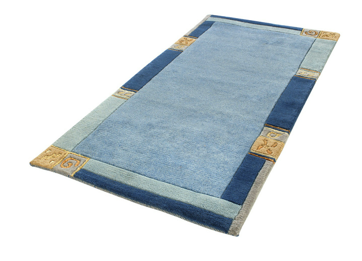 Klassiek - Handgeknoopte bruggen en tapijten van hoge kwaliteit, in Größe 101 (Brug, 40 x 60 cm) bis 304 (Tapijt rond, ظ 150 cm), in Farbe BLAUW Ansicht 1