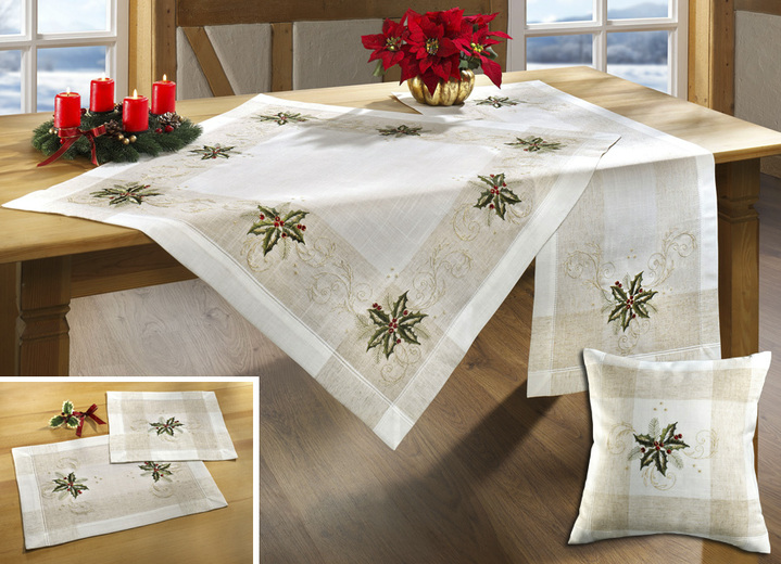 Tafellakens - Kerstkamer- en tafelaccessoires met subtiel design, in Größe 101 (Loper, 35/50 cm) bis 404 (Kussensloop, 40/40 cm), in Farbe