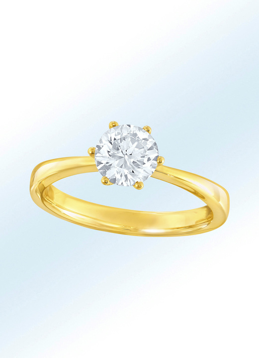 Ringen - Solitaire-damesring met briljant, in Größe 160 bis 220, in Farbe