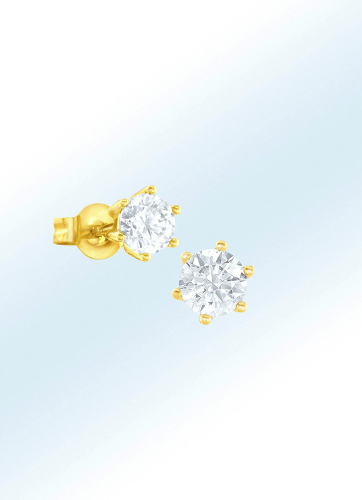Oorbellen - Solitaire-oorbellen met briljanten, in Farbe