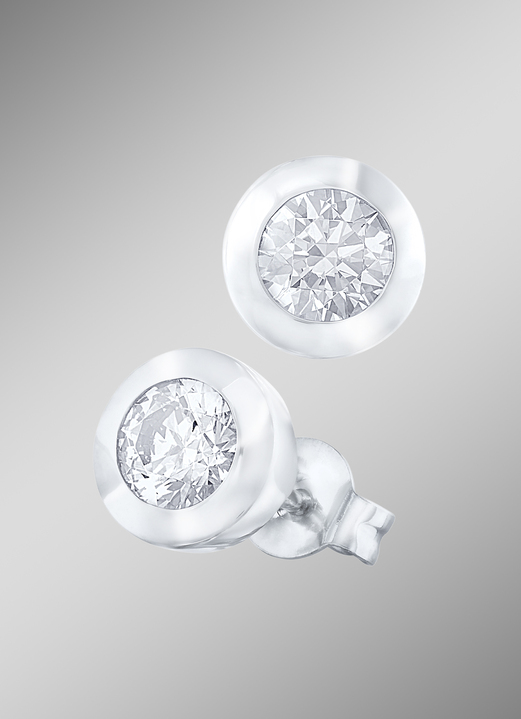 Ohrschmuck - Solitär-Ohrstecker mit Brillanten, in Farbe