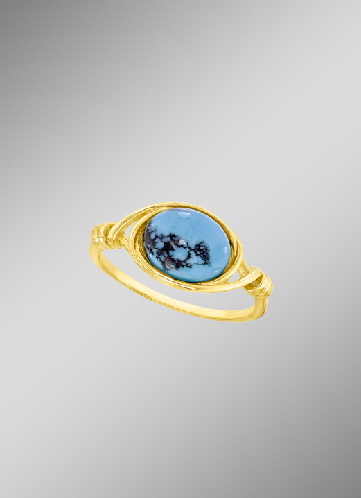 Ringen - Kostbare unicums: damesring met turquoise, beh. en met matrix, in Größe 160 bis 220, in Farbe  Ansicht 1