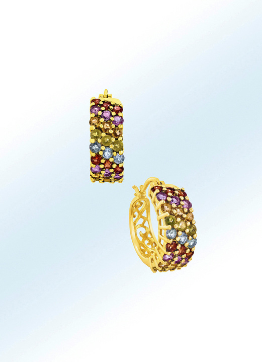 Oorbellen - Creoolse oorbellen met fijne edelstenen, in Farbe
