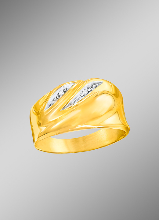 Ringen - Damesring in bicolor met 1 diamant, in Größe 160 bis 220, in Farbe  Ansicht 1