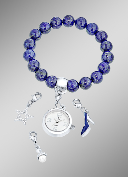Armbanden - Edelstenen armband met bedels, in Farbe , in Ausführung ECHTE LAPIS LAZULI Ansicht 1