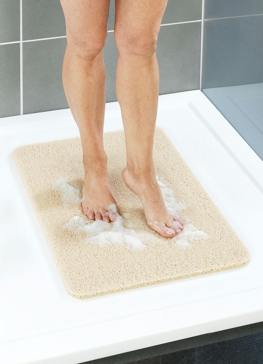 Badhulpmiddelen - Wellness-deurmat: Was uw voeten – zonder te bukken, in Farbe BEIGE, in Ausführung Afmetingen: ca. 40x60 cm. Ansicht 1